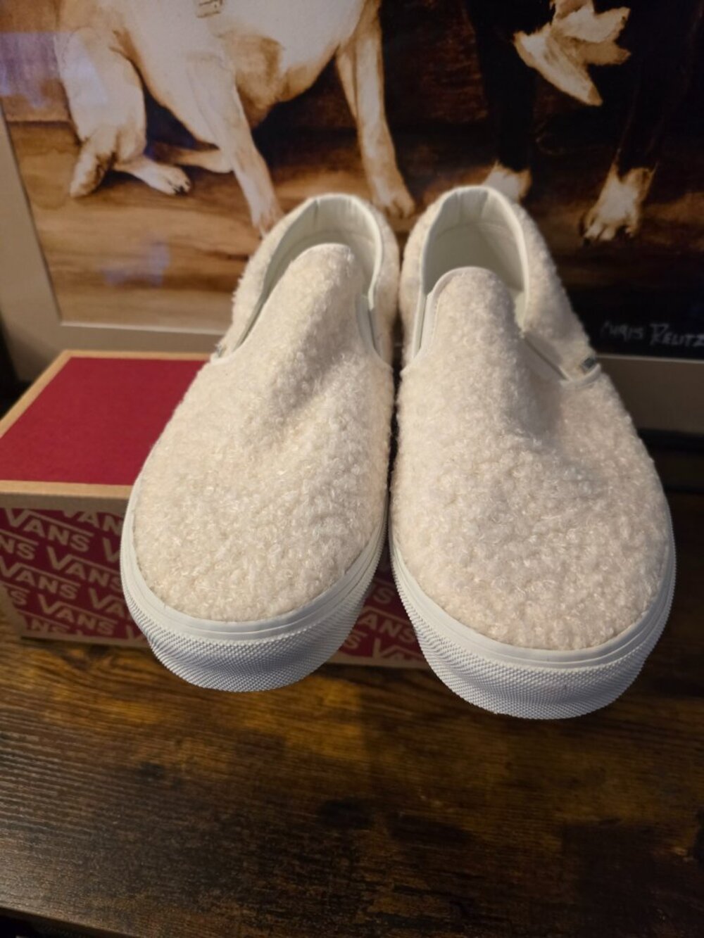 Vans Slip-On File Fleece Sneakers Skate Shoes Sherpa White VN000EACCJ7 US 13 - Picture 5 of 14